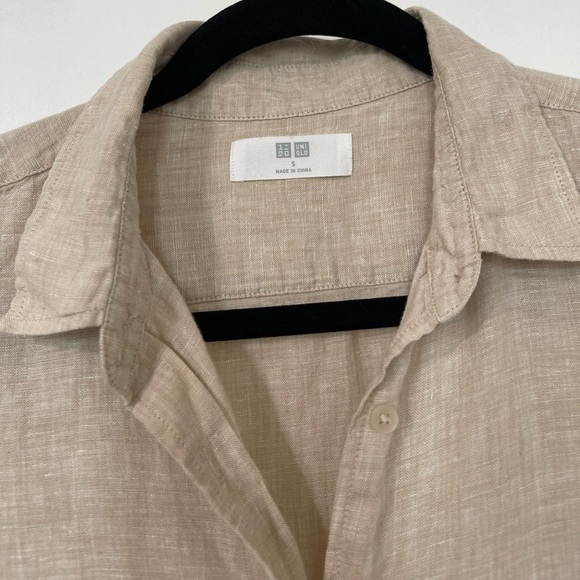 Uniqlo premium linen shirt long sleeve XS & Small in natural - Picture 9 of 11